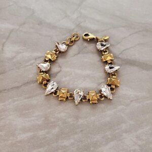 ✨ J.Crew Rhinestone Crystal Pyramid Distressed Antique Teardrop Bracelet ✨